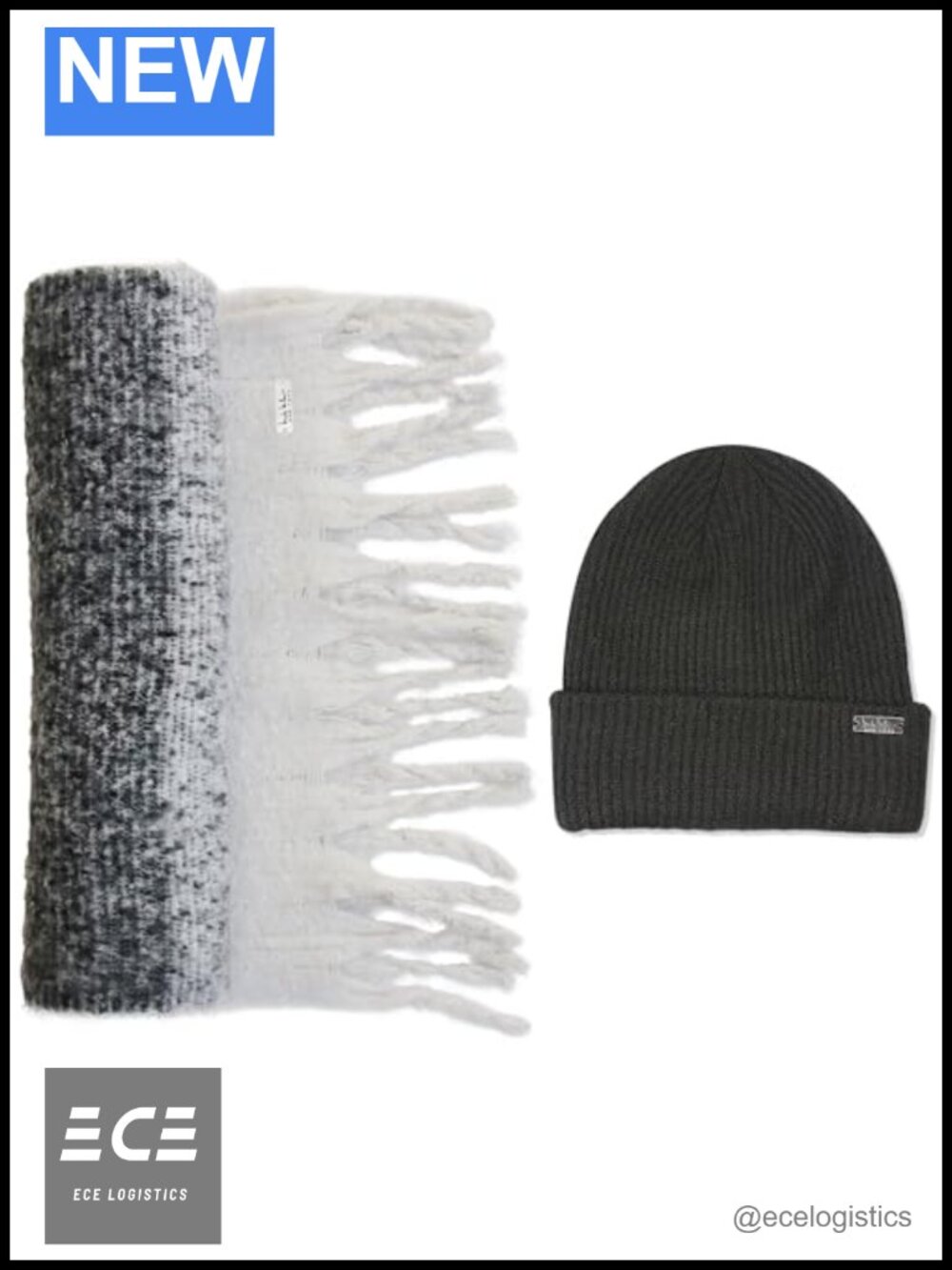 Nicole Miller Beanie & Scarf Set Acrylic Blend Winter Hat Gift